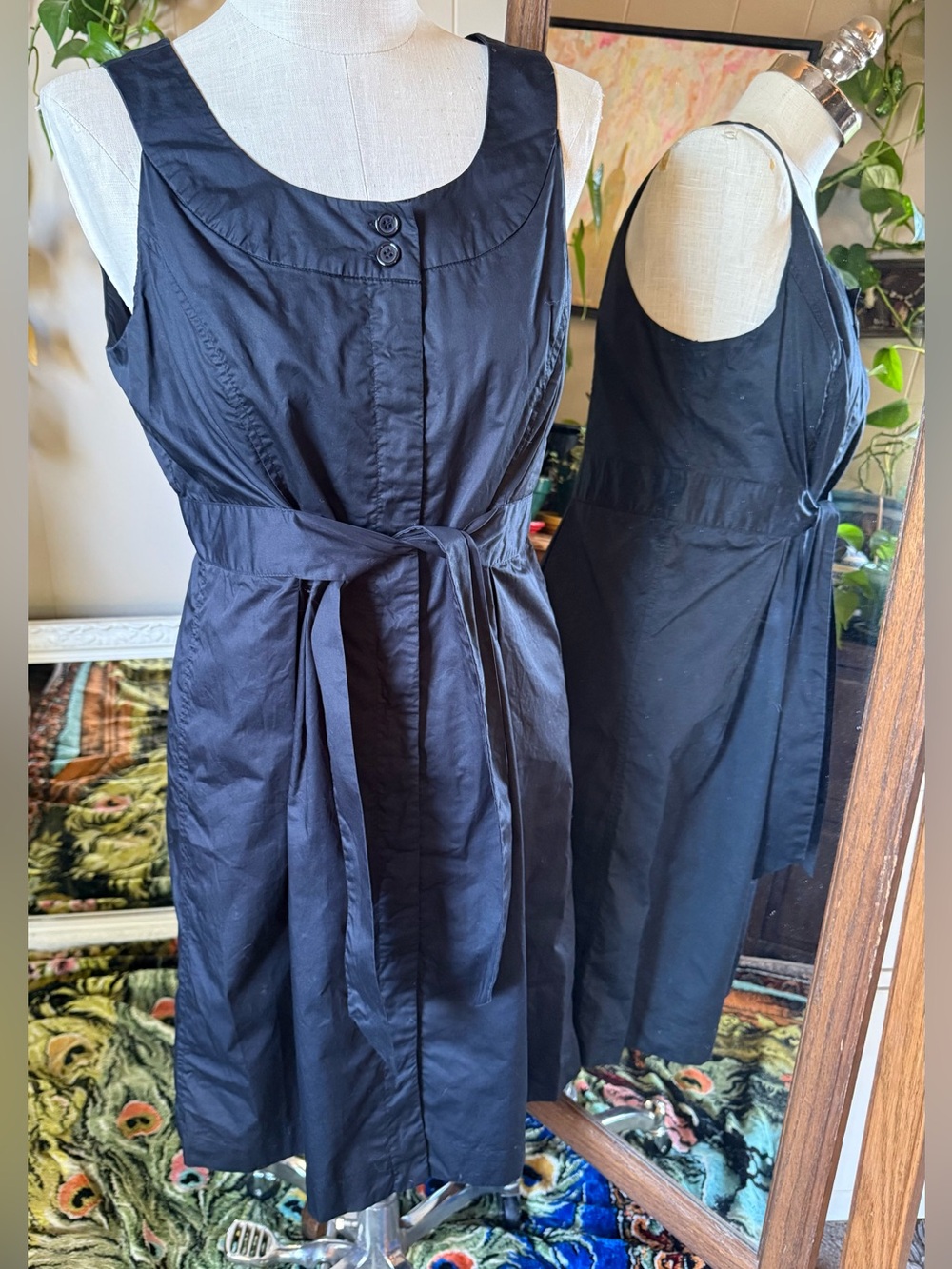 Lucy & Laurel Black Sleeveless Tie-Waist button down shirt Dress, size 12
